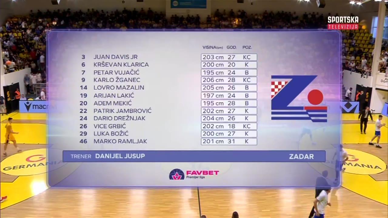 Košarka PH (M): 3. utakmica finala: Split - Zadar